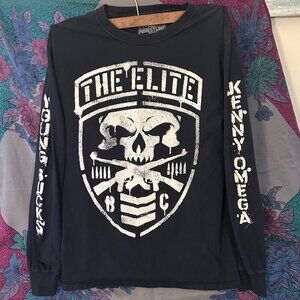 pro wrestling small skull graphic shirt black